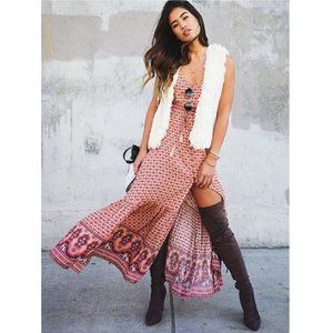 Spell and The Gypsy Sunset Road Frill Maxi Peach Dress RX Rare